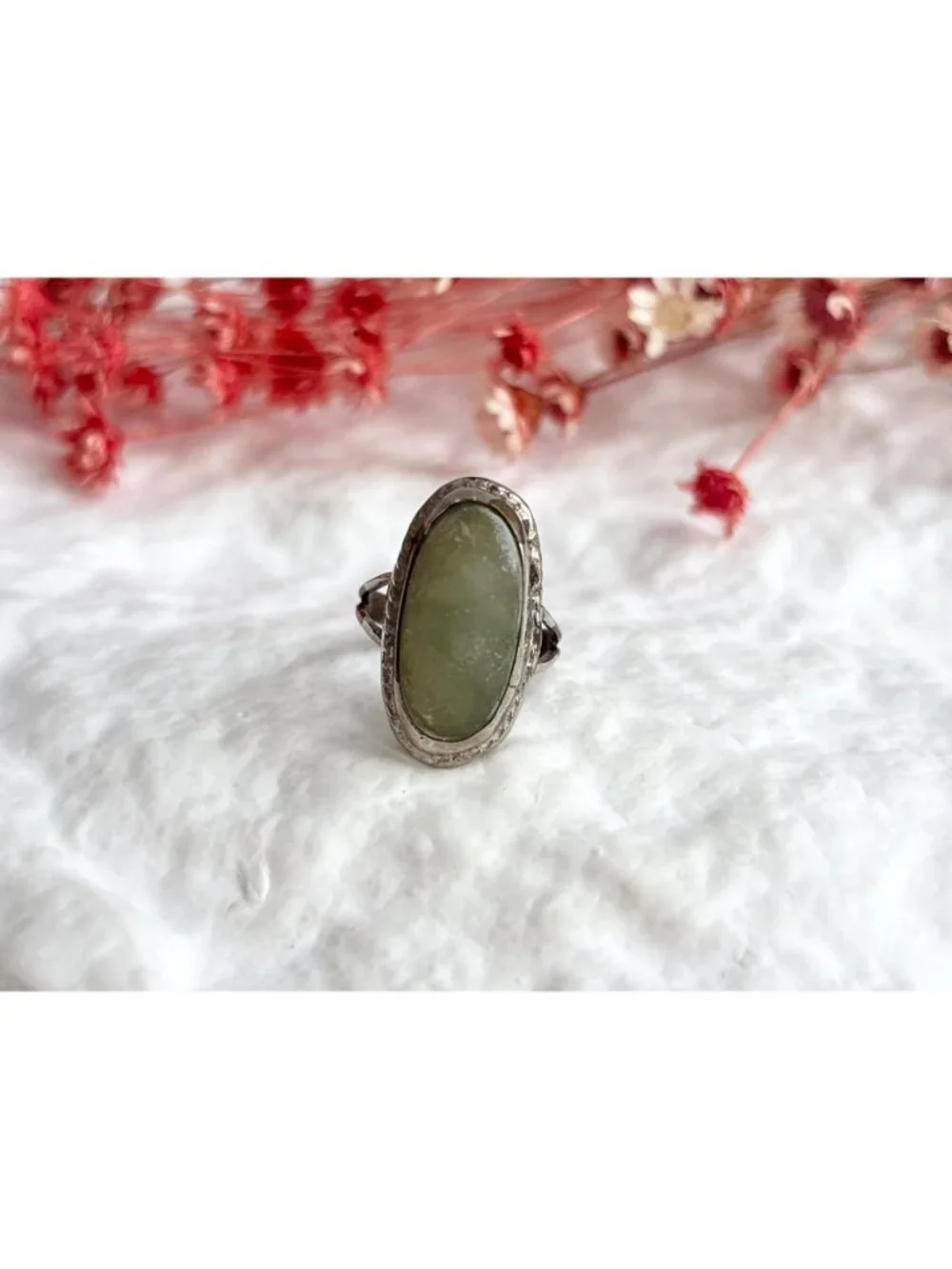 Connemara Marble Ornate Split Shank Sterling Silver 925 Vintage Ring - sz 5.5